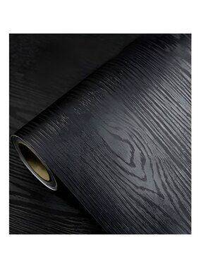 Wood Peel and Stick Wallpaper – Black Wood Self-Adhesive, 17.7” × 118” Vinyl